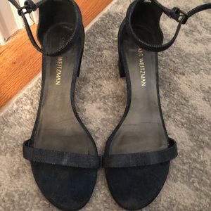 Denim Stuart Weitzman low heeled sandals